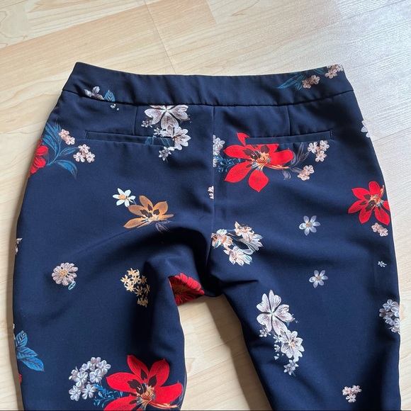Cynthia Rowley Floral Ankle Length Slim Leg Colourful Pant Bottoms Trouser 8 - Picture 6 of 8